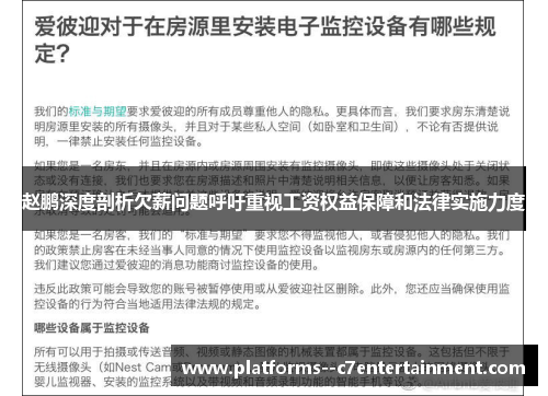 赵鹏深度剖析欠薪问题呼吁重视工资权益保障和法律实施力度