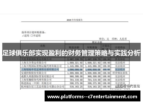 足球俱乐部实现盈利的财务管理策略与实践分析 足球俱乐部实现盈利的财务管理策略与实践分析