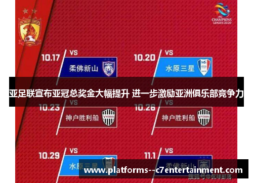 亚足联宣布亚冠总奖金大幅提升 进一步激励亚洲俱乐部竞争力